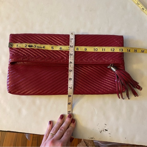 Cole Haan Laury Quilted Patent Leather Purse Handbag Ruby Red Shoulder Bag New - Picture 12 of 16